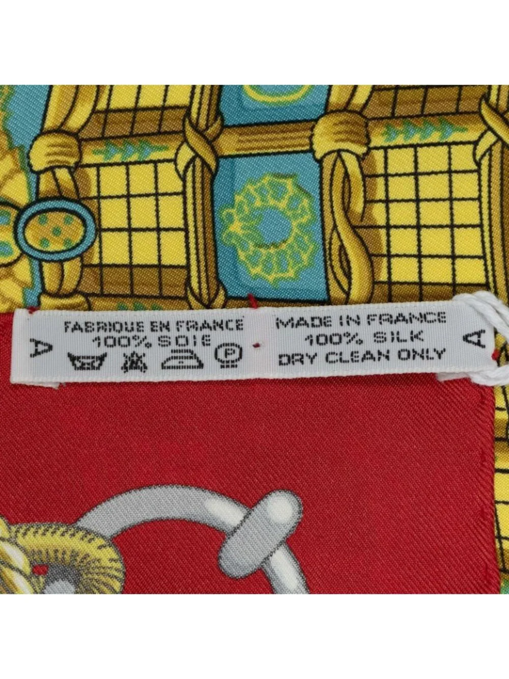 Hermes Scarf Red Gold Navy Silk